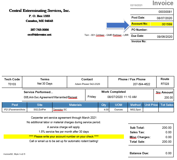Invoice You can find your account number or your Invoice: